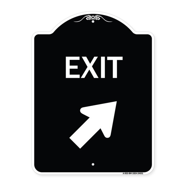 Exit Exit with Right Arrow Heavy-Gauge Aluminum Architectural Sign, 24" H, 18" L, BW-1824-24031